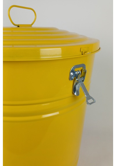 40 Litre Kilitli Kapaklı Metal Çöp Kovası Ve Dekoratif Çamaşır Sepeti Sarı