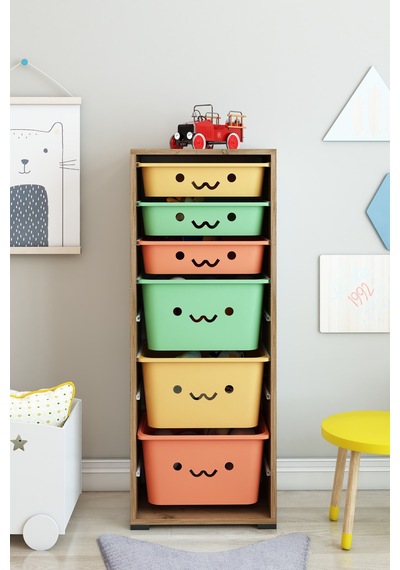 Kids 6 Sepetli Oyuncak Dolabı Oyuncak Box Oyuncak Saklama Kutusu Çam-rengarenk Gülücüklü Sepetli Kids 6 Sepetli Oyuncak Dolabı Oyuncak Box Oyuncak Saklama Kutusu Çam-rengarenk Gülücüklü Sepetli