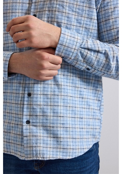 Süvari Buz Mavi Regular Düğmeli Yaka Kareli Casual Gömlek Gm2008000257-m01 Buz Mavi Süvari Buz Mavi Regular Düğmeli Yaka Kareli Casual Gömlek Gm2008000257-m01 Buz Mavi