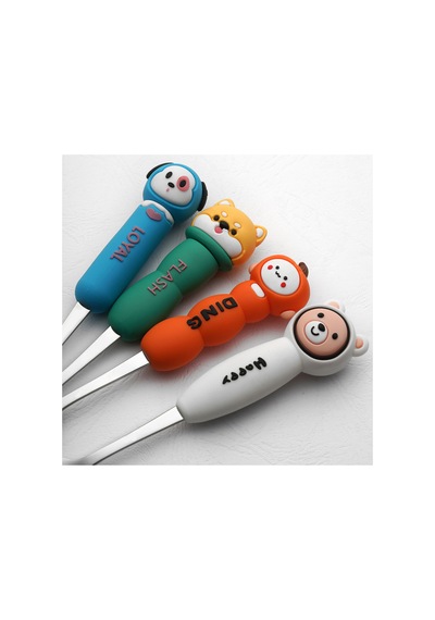 Yeşil Renk Ayı Figürlü Premium Çocuk Bpa Free Paslanmaz Çelik Uçlu Çatal-kaşık Set 24+ Ay
