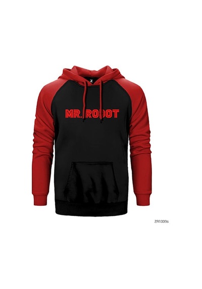Mr. Robot Gri Renk Reglan Kol Sweatshirt / Hoodie