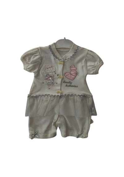 Cebeciticaret Kız Bebek Tulum Ekru-Ekru-6- 9 Ay Çok Renkli