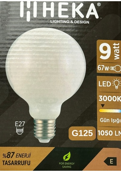 4 Adet Heka 9w 67w 3000k Sarı Işık E27 Duylu Kalın Duy Led Glop G125 Ampul Heka