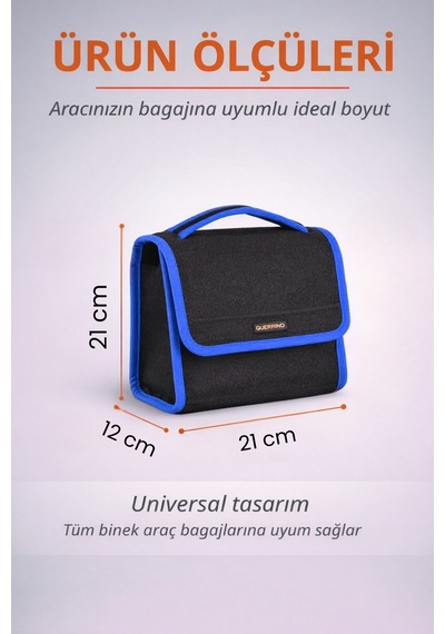 Oto Bagaj Organizer Bagaj Çantası S Boy Kaymaz Cırt Bantlı Velur Kompakt Düzenleyici - Scx2