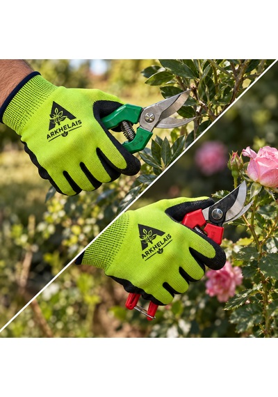 Bahçe Bakım Seti Üçlü Budama Makası Hasat Makası Eldiven 3 Parça - L/xl / Yeşil