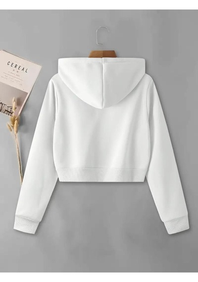 Altamira Kadın Fermuarlı Oversize Kapşonlu Crop Hırka 001