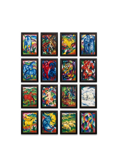 Franz Marc Tabloları 16'lı Sticker Seti Laptop Defter Telefon Etiketi Çok Renkli