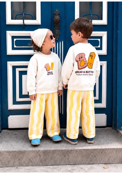 Fleurs Chic Unisex Bread And Butter Set Sweatshirt Ve Eşofman Takımı Sarı