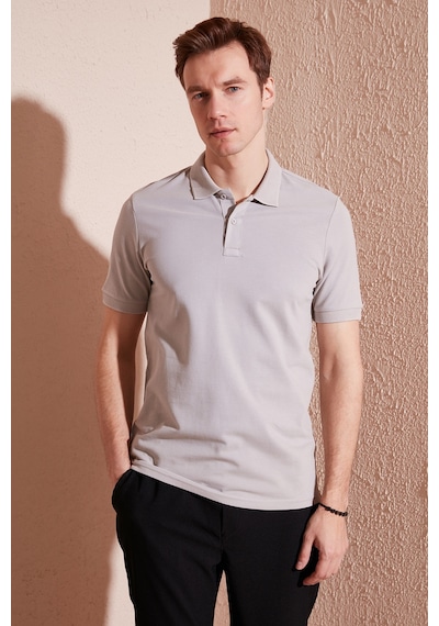 Buratti Pamuklu Regular Fit Düğmeli Erkek Polo Yaka T Shirt 5902739 Açık Gri