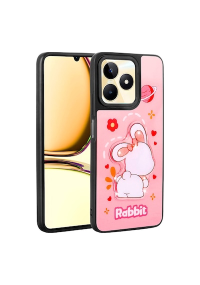 Zore Realme C55 Kılıf Parlayan Kabartmalı İkonik Figürlü Ogaa Amas Silikon Kapak - Pembe