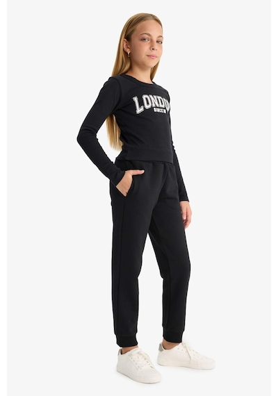Defacto Standart Fit Basic Düz Beli Lastikli Okul Kız Çocuk Jogger Eşofman Altı Y1226a625aubk81 - Siyah