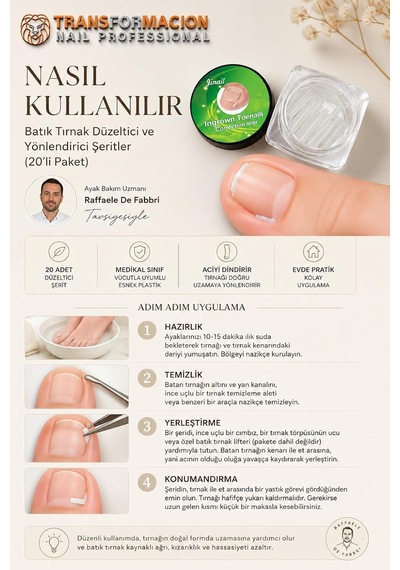Transformacion Tırnak Düzeltici Ve Yönlendirici Şeritler, 12 Mm, Medikal Sınıf Esnek Plastik, 20'li Paket