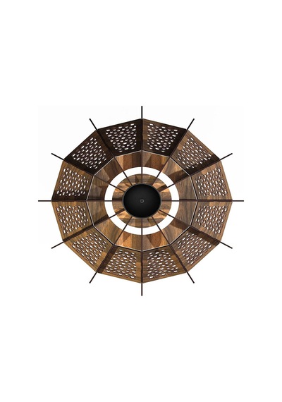 Selçuklu Motif Ahşap Vintage Rustik Salon Avize Ceviz 30x13