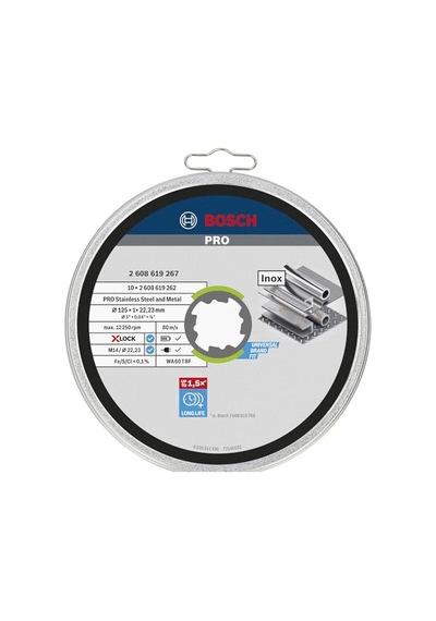 Professional 10 Adet Düz Kesme Diski Standart Inox, X-lock İçin, Delik Çapı: 22,23 Mm, Kalınlık: 1 Mm , 26086192
