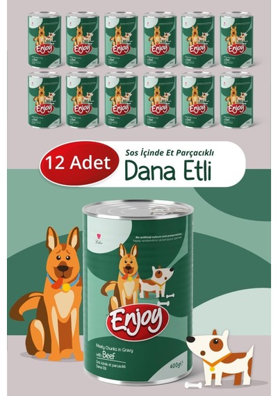Enjoy Dana Etli Köpek Konservesi Sos İçinde Et Parçacıklı 400 Gr X12