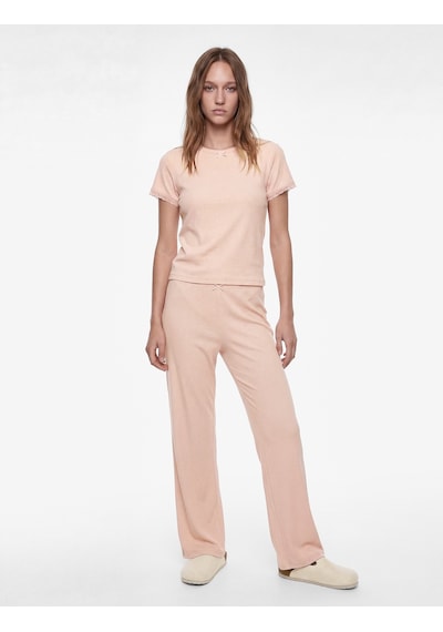 Koton Bisiklet Yaka Kısa Kollu Pijama Takımı Gül Kurusu 6slk40060mk
