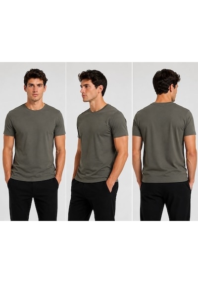 Classics Men Relaxed Fit Basic Kısa Kol Tişört 5'li Siyah-Laci-Beyaz-Gri-Haki