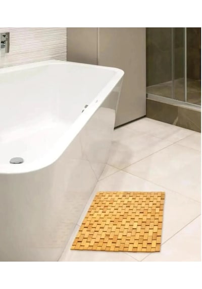 Bambu Kaydırmaz Banyo Matı Bambu Paspas 40x66 Cm Açık Kahve