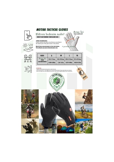 Motiva Tactical Unisex Bisiklet Motosiklet Taktik Eldiven Dokunmatik Rüzgar Geçirmez Kaymaz