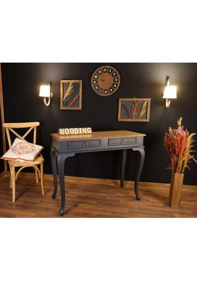Wooding 100 Cm Çekmeceli Masif Antrasit Naturel Dresuar (548587746) Antrasit