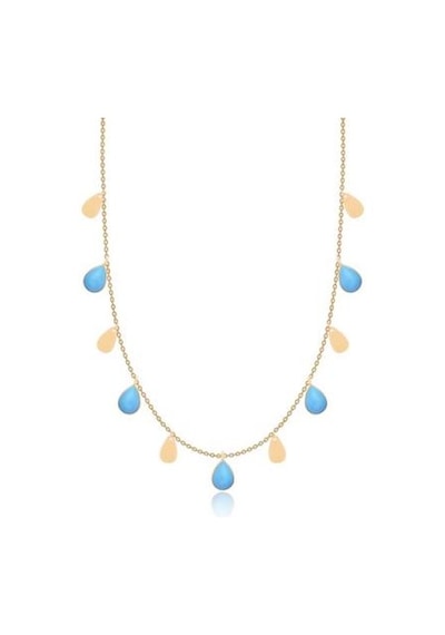 Diamond Line-Gülaylar - Sarı Altın 14 Ayar Firuze Taş Kolye N11.25126