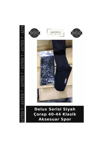 Astrid T Delux Serisi Siyah Çorap 40-44 Klasik Aksesuar Spor