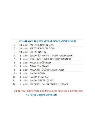 Gold, Siyah Temalı Doğum Günü Seti