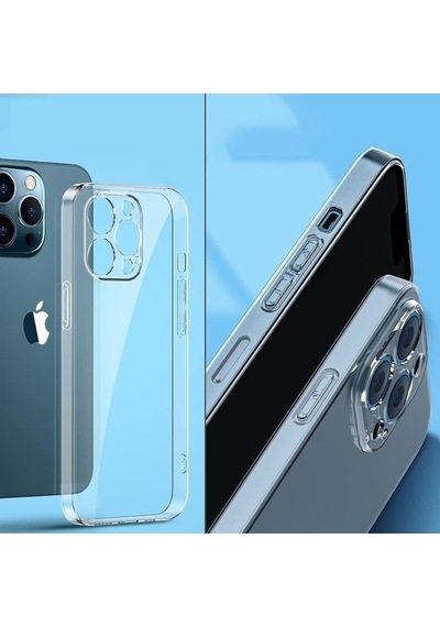 Fitcase Apple Uyumlu iPhone 15 Pro Max Kılıf Kamera Korumalı Silikon Şeffaf Arka Kapak
