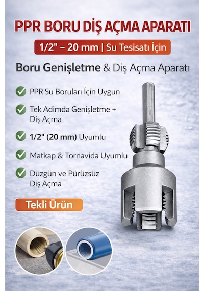 Senbang Ppr Boru Diş Açma Aparatı 1/2 20 Mm Su Borusu Genişletme Ve Diş Açma Ucu