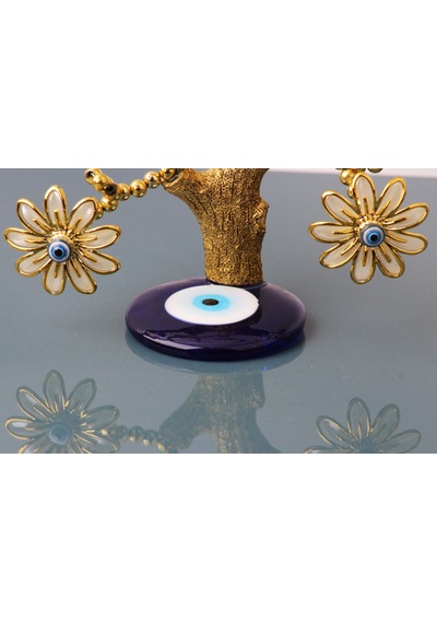 Feng Shui Nazar Boncuğu Çiçeği Hayat Ağacı Servet Çakra Şans Ağacı Mavi Göz Vitrin Masa Süsü Aster 14 Cm 94935310