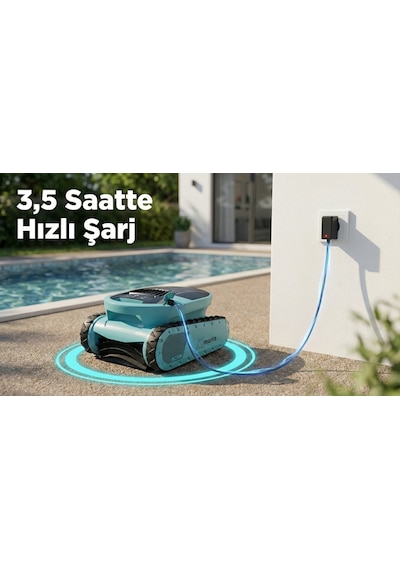 ISEE ROBOT Manta Havuz Temizleme Robotu Kablosuz 200m² Zemin+Duvar+Kenar Şarjlı 7 Mod Mobil Uygulama