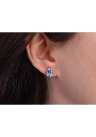 Sirius Mavi Topaz Ve Pırlanta Taşlı Küpe  0804E0054