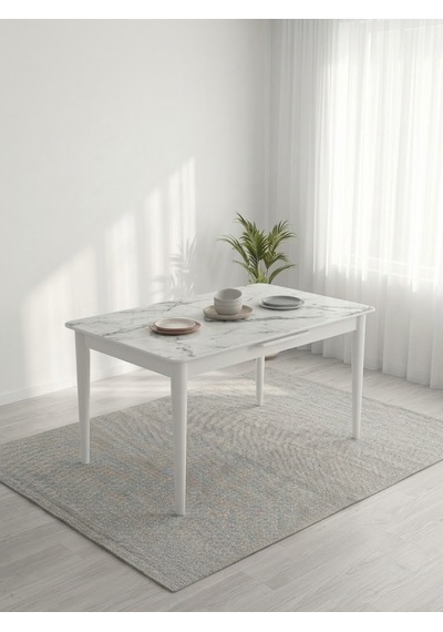 Lima Açılır Mutfak Masası Baskılı 80x130/160 Beyaz