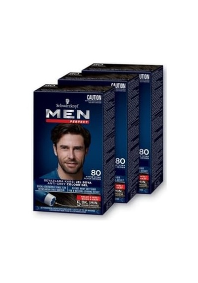 Schwarzkopf Saç Boyası 80- Kahve Siyah-kolay Ve Hızlı Beyaz Kapama -3 Adet