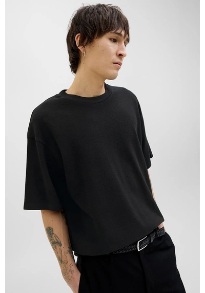 Jack & Jones Erkek Siyah Jjloui Osmos Tee Crew Neck T-shirt 12270710-black Black