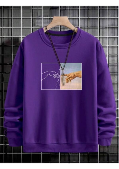 Altamira Erkek El Baskı Bisiklet Yaka Sweatshirt 001