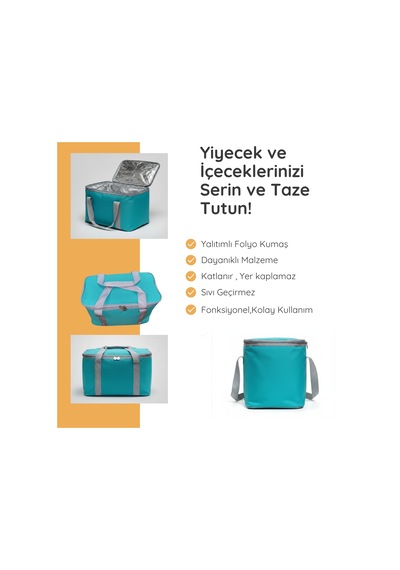 20 Lt Eco Termal Çanta -piknik Çantası,soğutucu Buzluk Çanta-308 Turkuaz