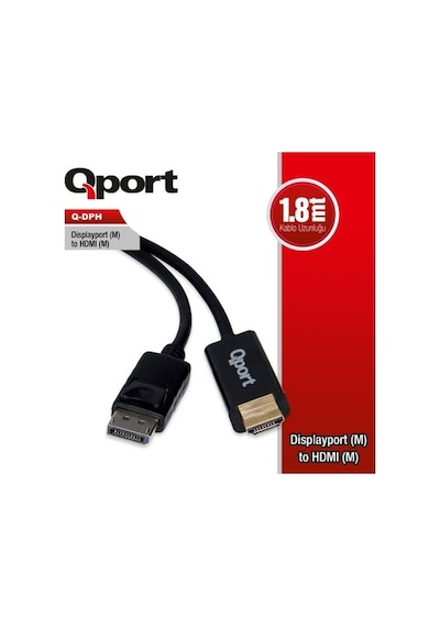 Qport Q-Dph Display PortM To HdmıM 1.8 Mt Kablo Dönüştürücü