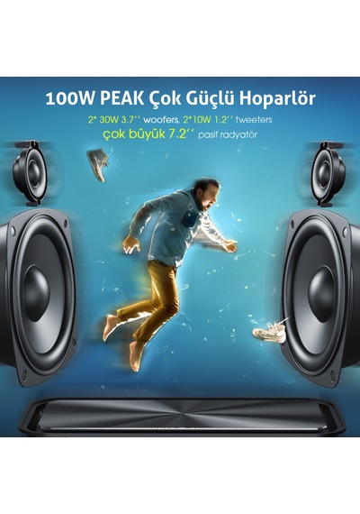 W-King D9-1 100W 40S TWS Ses Bombası 5.0 Bluetooth Hoparlör