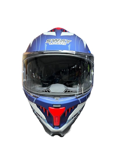 Sway SW-865 Güneş Vizörlü Full Face Motosiklet Kaskı Mavi - Kırmızı - Beyaz