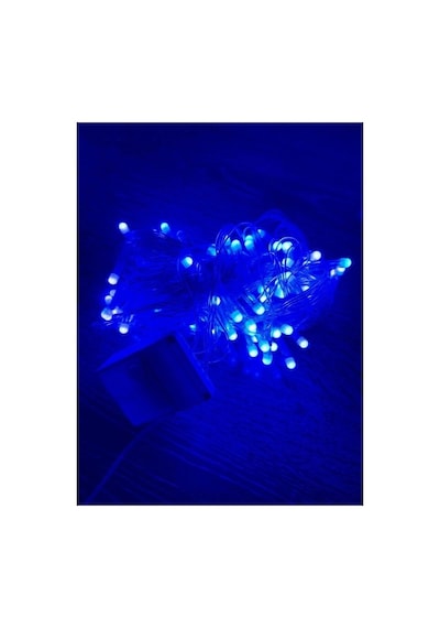 Özel Üretim Dekoratif Yılbaşı Aydınlatma 10m 100 Led Damla Uçlu Mavi Işık Şeffaf Kablo Mz176