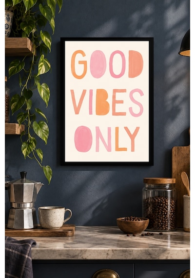 Pembe Yazılı Motivasyon Desenli Dekoratif Mdf Tablo, Çerçeve Görünümlü Ahşap Poster