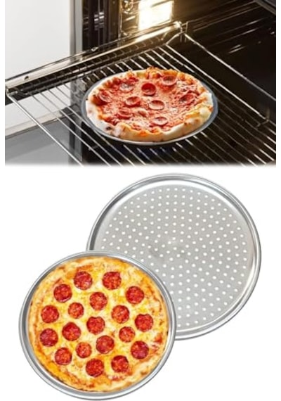 Paslanmaz Çelik Pizza Tepsisi,delikli Lahmacun Ve Pizza Tavası,fırın Tepisisi 36 Cm Diğer