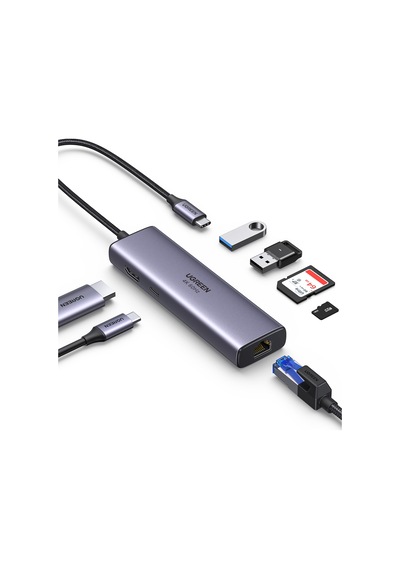 Ugreen 7-in-1 2 Usb 3.0, 100w Type-c, 4k/30hz Hdmı, Rj45, Sd, Tf, 60515