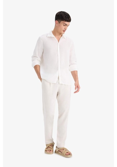 Defacto Relax Fit Geniş Paça Keten Karışımlı Pantolon B1043ax25smbg228 Bej