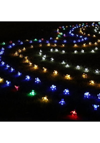 Solar Güneş Enerjili 30 Led Kiraz Çiçeği Ip65 Su Geçirmez Solar Işık Zinciri 6 Metre Rgb Gökkuşağı