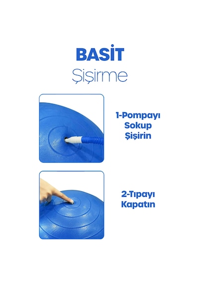 65 Cm Pilates Topu Ve Pompa Seti 155-170 Cm Boy İçin Uygun Dayanıklı Anti-slip Mavi