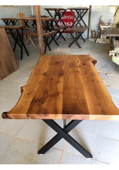 Bintaşmobilya Doğal Ceviz Ağacı Kütük Yemek Masası 85X150.Cm