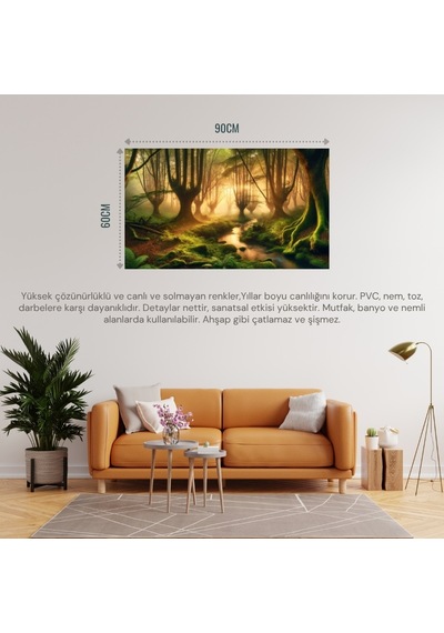 Doğa Ve Manzara Gizemli Orman 04 Çerçevesiz 90x60cm Pvc Tablo