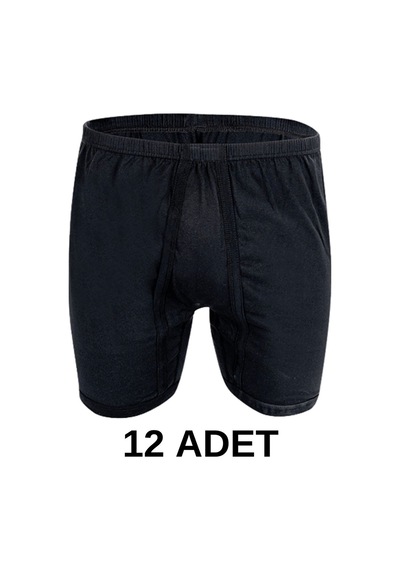 12 Adet Erkek % 100 Pamuk Arjantin Penye Boxer Siyah 65 Kg-115Kg 001